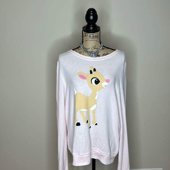 Wildfox Tops - Wildfox Rudolph Holiday pink sweatshirt/jumper